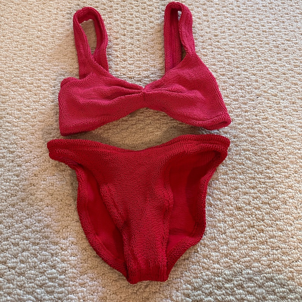 NWOT, Hunza G Duo Juno Bikini Red/Hot Pink